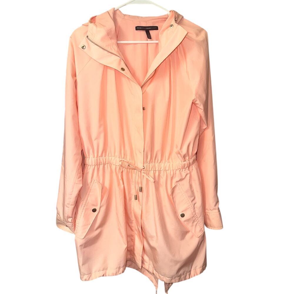 White House Black Market Pink Hooded Anorak Jacket Sz M Lightweight Utility Coat